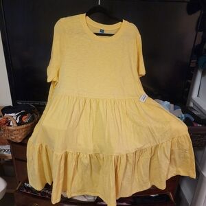 Nwt Sz XXL Old Navy Yellow Knit Ss Dress With Pockets